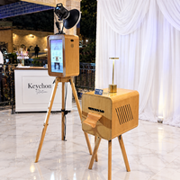 Photo Booth Kayu Vintage dengan Kamera Layar Sentuh dan Flash untuk Bisnis Sewa Acara Pesta Pernikahan.M