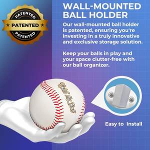 Soporte de Pared para Pelotas, Marco Metálico Blanco, Exhibición de Pelotas de Béisbol, Tenis y Otros Deportes, para Mano Izquierda/Derecha - Product Image 4