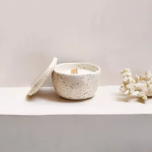 Vela de cerâmica retrô personalizável, tigela de cerâmica para decoração de casa com tampa