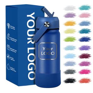 Bouteille d'eau isotherme en acier inoxydable de 18 oz avec logo personnalisé, fond en silicone et paille rabattable, idéale pour la gym et le sport, vente en gros - Product Image 1