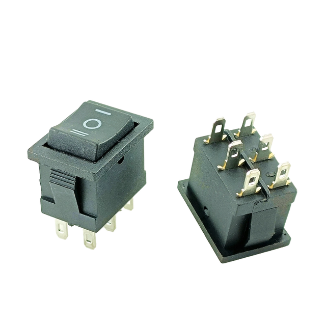 6-Pin KCD1-106 Rocker Power Toggle Switch 3 Gears Black 15*21MM Switch