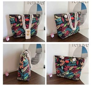 Custom Printing Big Size Fashion Women Ladies Casual Flower Canvas <b>Handbag</b> Tote Zipper Shoulder Beach Bag - Product Image 6