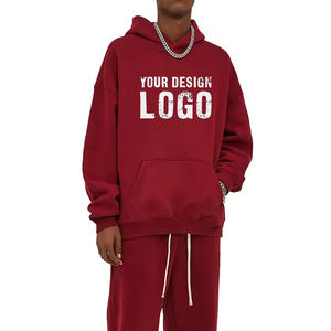 เสื้อฮู้ดดี้ผู้ชายทรงหลวมแบบสตรีทแคชชวล ผ้าฟลีซหนานุ่ม ไซส์ใหญ่พิเศษ คุณภาพสูง สีพื้น ไหล่ตก - Product Image 1