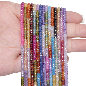 Cuentas de circonita cúbica con forma de ábaco policromada de 3x2mm al por mayor, cuentas de circonita con piedras preciosas Rondelle para la fabricación de joyas - Product Image 1