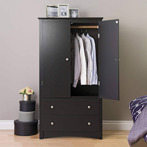 Nouveau Design <span class=keywords><strong>armoire</strong></span> en bois noir moderne meubles de chambre à coucher <span class=keywords><strong>armoire</strong></span> placard <span class=keywords><strong>avec</strong></span> 2 portes et 2 tiroirs - Product Image 4
