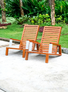 Chaise longue de jardin en teck d'extérieur, fauteuil en bois à lattes pour patio, mobilier de balcon pour hôtel et complexe hôtelier - Product Image 3