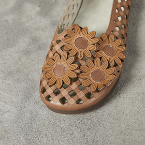 Vente en gros de <span class=keywords><strong>sandales</strong></span> plates rétro creuses faites à la main en <span class=keywords><strong>cuir</strong></span> <span class=keywords><strong>naturel</strong></span> pour femmes et dames au design original <span class=keywords><strong>sandales</strong></span> de maman vente en gros - Product Image 2