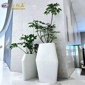 New Stone Building Materials Cylindrical Flower Pots Light Gray GRC <b>Planters</b> For Villa Courtyard Decoration - Product Image 3