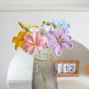 Crochê Tung óleo flor única crochê flor de malha decorativa flores de malha artificial presentes do dia das mães 2024