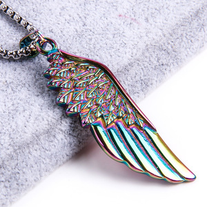 Collar de Moda con Colgante de Número de Alas de Ángel, Unisex, de Acero Inoxidable, Cadena de Palomitas, Collar de Plumas, Chapado en Negro - Product Image 4