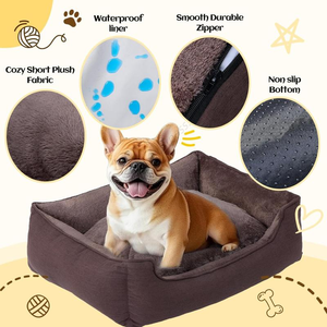 เตียงนอนสัตว์เลี้ยงแบบกันน้ำรูปทรงสี่เหลี่ยมผืนผ้า พร้อมเมมโมรี่โฟม ซักได้ ช่วยลดความวิตกกังวลสำหรับสุนัข ขายส่ง - Product Image 3