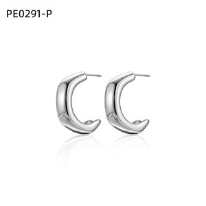 Amy Amy C Shape Huggie Earrings <b>Silver</b> Plated Women Fashion Jewelry Gift Trendy <b>Studs</b> PE0291 - Product Image 1