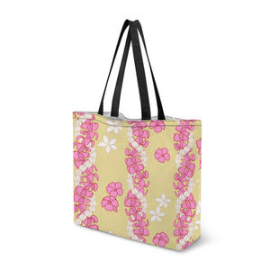 Borsa da Shopping con stampa personalizzata lavabile a sublimazione Tote in tela <span class=keywords><strong>Hawaii</strong></span> Puakenikeni Lei riutilizzabile per spiaggia - Product Image 3