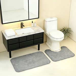 Alfombrillas de baño Cangming de coralina con relieve antideslizante, juego de dos piezas para baño - Product Image 3