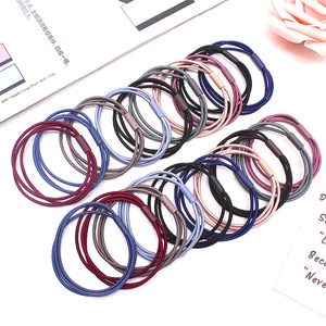 เครื่องประดับผมทำมือ DIY/ยางรัดผมหนัง (ด้ายสามสีในเส้นเดียว ยืดหยุ่นสูง สีดำและหลากสี) - สไตล์เกาหลี - Product Image 1