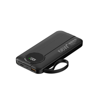 Nouvelle station d'alimentation portable 10000mAh, modèle ultra-fin, type-C USB, ligne auto-portante, charge rapide, batterie externe ABS, protection contre la surcharge