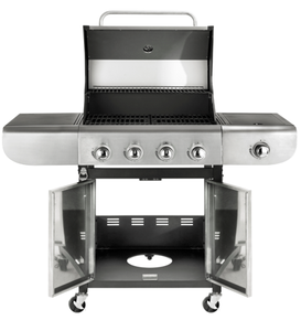 Parrilla <span class=keywords><strong>de</strong></span> gas <span class=keywords><strong>de</strong></span> <span class=keywords><strong>4</strong></span> + 1 quemador, portátil, metal resistente <span class=keywords><strong>de</strong></span> alta presión, carrito <span class=keywords><strong>de</strong></span> parrilla <span class=keywords><strong>de</strong></span> barbacoa <span class=keywords><strong>de</strong></span> acero inoxidable con mesa auxiliar - Product Image 1