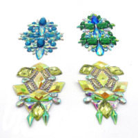 Nouveau style 2027 – Patchs thermocollants en strass en forme de fleur, vert, pour costumes de carnaval Saint-Martin, fabrication de chapeaux en résine