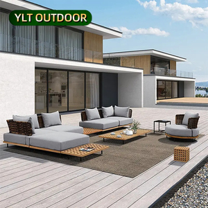 Phong Cách Bắc Âu Cao Cấp Tùy Chỉnh Vườn <span class=keywords><strong>Sofa</strong></span> Sang Trọng Pe Mây Tếch <span class=keywords><strong>Sofa</strong></span> Đặt Đồ Nội Thất Ngoài Trời - Product Image 1