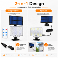 Lampe solaire murale extérieure étanche avec panneau solaire séparé, détecteur de mouvement, télécommande, utilisation intérieure et extérieure