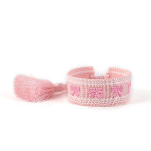 <strong>Wristband</strong> Embroidered Cord European and American Bow Women's Personalized Handmade Woven Tassel Bracelet Original Design - Product Image 6