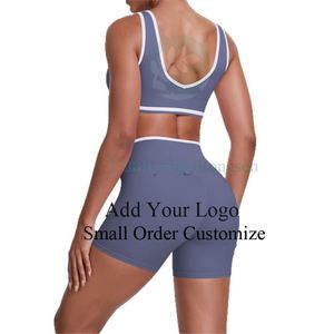 Ensemble de sport et yoga avec soutien-gorge à bretelles larges et couleurs contrastées, et short taille haute <span class=keywords><strong>croisé</strong></span> - Product Image 2