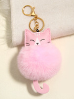 Porte-clés en peluche mignon en forme de chat pour femme, décoration de voiture en peluche, pendentif de sac à dos en forme de chat de dessin animé