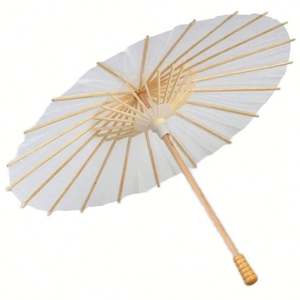 Parapluie en papier de bambou chinois, parapluie en papier blanc DIY, cadeau de mariage - Product Image 3