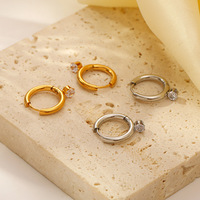 Boucles d'oreilles pendantes HECATE de luxe léger, tendance bohème européenne et américaine, en acier inoxydable avec zircon circulaire et griffes, plaqué or 18 carats