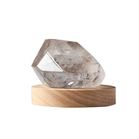 Lampe de nuit géométrique en cristal naturel, faite à la main, écologique, lampe de table en polyèdre poli, lumière douce, décoration de chevet
