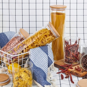 Frascos ecológicos de 5 piezas, juego de contenedores de comida de vidrio para almacenamiento de cocina con tapas de bambú seguras en horno microondas, venta en línea - Product Image 3