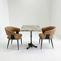 Personnalisation OEM ODM, chaises de salle à manger pliantes de luxe en pierre, métal et cuir, ensemble de 4 chaises et table pour restaurant, bar et centre commercial