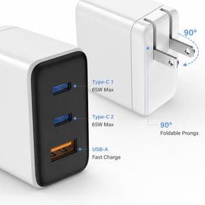 อะแดปเตอร์ชาร์จเร็ว Schitec 65W GaN แบบพับได้ หัวปลั๊กแบบ US ช่องเสียบ USB-A 3 ช่อง + USB-C 2 ช่อง สำหรับโทรศัพท์ แท็บเล็ต และแล็ปท็อป - Product Image 2