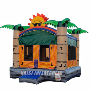 Castillo Inflable Tropical con Palmeras, Brincolines para Fiestas Infantiles, Trampolín, Globos, Productos Inflables Económicos para Alquilar - Product Image 4