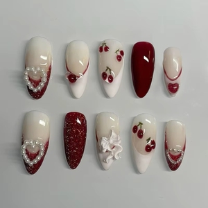 Vente en gros de 24 <span class=keywords><strong>faux</strong></span> <span class=keywords><strong>ongles</strong></span> à presser, magnifiques fleurs 3D, fruits d'été, design personnalisé de luxe - Product Image 5