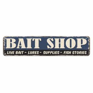 Histoires de poissons personnalisées racontées ici, enseigne en métal véritable, décorations de salle à manger, décoration de rue, art mural 16x4 pouces - Product Image 2