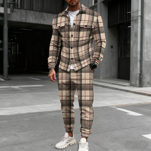 Nuovo completo da uomo a quadri, giacca <span class=keywords><strong>e</strong></span> <span class=keywords><strong>pantaloni</strong></span> casual ed eleganti, comodi <span class=keywords><strong>e</strong></span> caldi, adatti per la primavera <span class=keywords><strong>e</strong></span> l'autunno. - Product Image 1