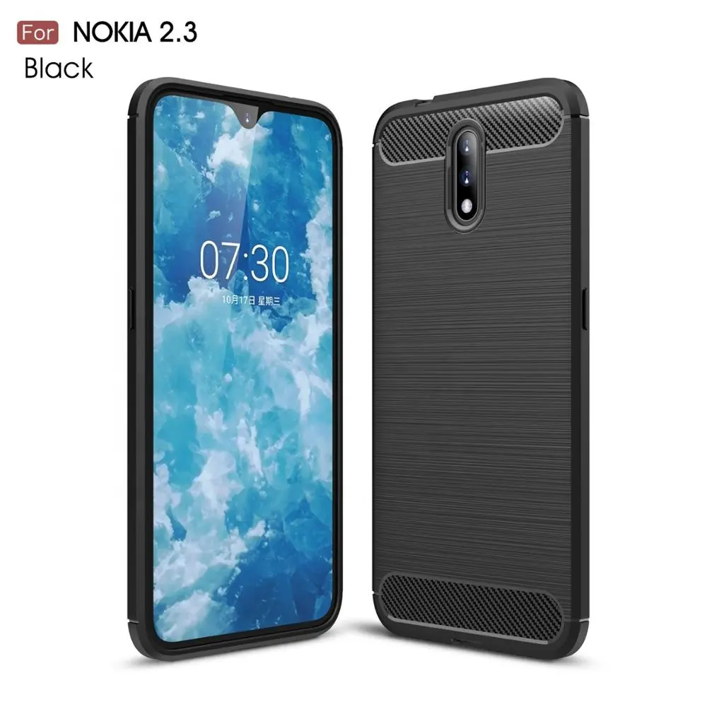 For Nokia 2.3 Carbon Fiber Case, Elastic TPU Durable Shockproof Smart Phone Case for Nokia 2.3