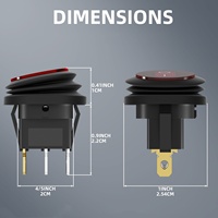 Interrupteur à bascule rond étanche IP67 12V 20A 250VAC avec LED rouge, SPST 3 broches KCD1 pour voiture, bateau, marine