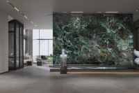 Dalle texturée en marbre turquoise 1200x2400x8.5mm Carreaux muraux en marbre émaillé poli à jet complet