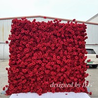 Dinding Bunga Mawar Merah Artificial Realistis 8x8ft Terlaris untuk Dekorasi Latar Belakang Pernikahan & Acara & Kembali ke Sekolah