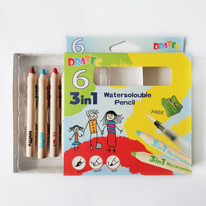 Crayons de couleur lavables 3 en 1 faciles à dessiner ensemble de crayons aquarelle en bois jumbo étui à crayons en cire multifonctionnel - Product Image 1