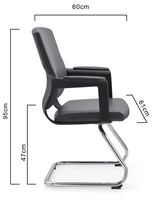 Chaise de bureau ergonomique moderne en cuir PU avec base en aluminium chromé pour la maison, le bureau, l'hôtel, l'école, l'hôpital
