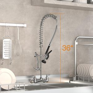 Robinet mural commercial moderne à poignée unique, économique, industriel, pour pré-rinçage, pour cuisine, hôtels et restaurants - Product Image 1