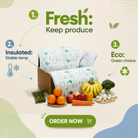 Doublure isolante biodégradable de qualité alimentaire avec film PLA+PBAT pour la chaîne du froid des supermarchés, expédition 48-72 heures