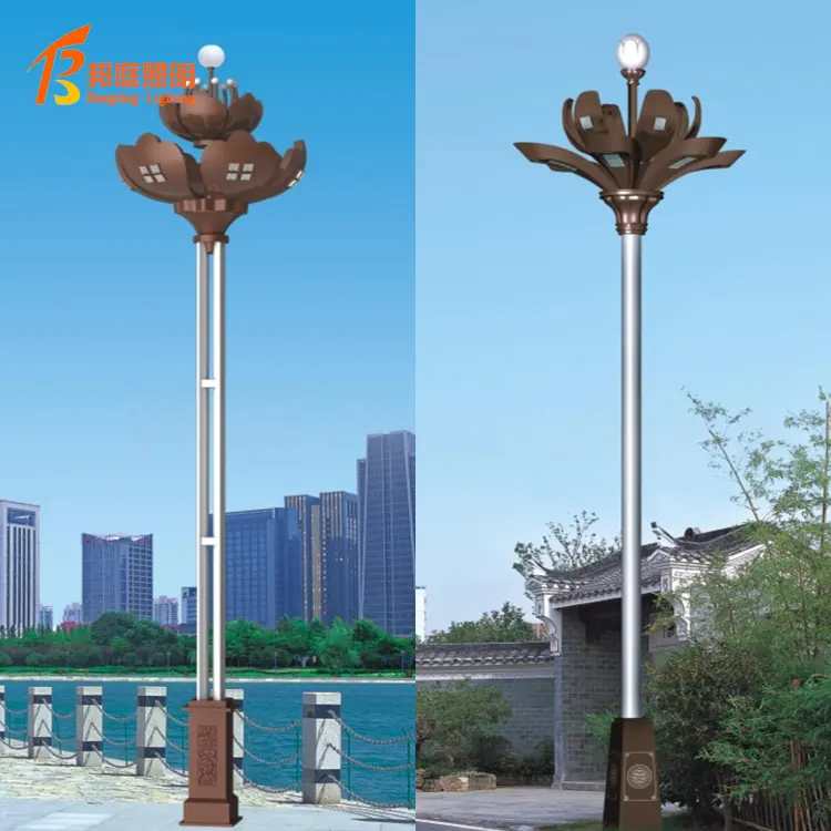 3 heads Outdoor LED Light Decorative Stainless Steel with high intensity Street Light and Pole 5 heads aluminum garden lamp