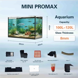 <span class=keywords><strong>Aquarium</strong></span> rectangulaire Relaxlines blanc en verre de 8 mm, écologique, 100L-120L, pour usage domestique, <span class=keywords><strong>aquarium</strong></span> de bureau - Product Image 2