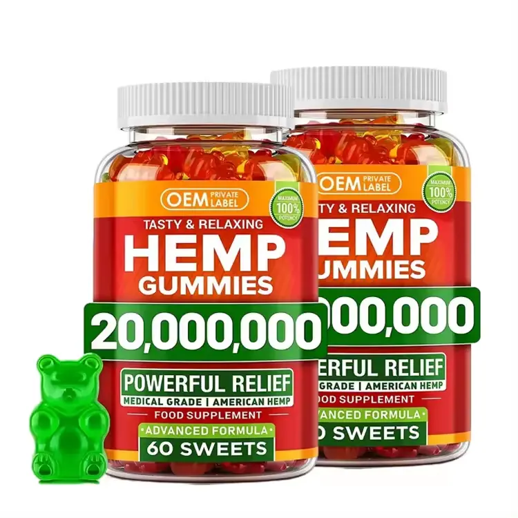 Biocaro Label pribadi OEM kualitas tinggi Vegan beruang rami ekstrak minyak Gummies rami beruang Gummies untuk menghilangkan rasa sakit kecemasan Hemp Gummy