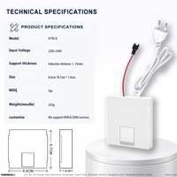 Miroir de salle de bain LED à capteur tactile intelligent, à intensité variable, avec mémoire, prise EU 220-240V, alimentation intégrée 12V DC 2A 24W, certifié CE RoHS