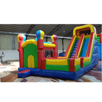 Château gonflable et toboggan aquatique combinés en PVC pour l'extérieur, 6x5m, installation facile, parc de divertissement gonflable en solde
